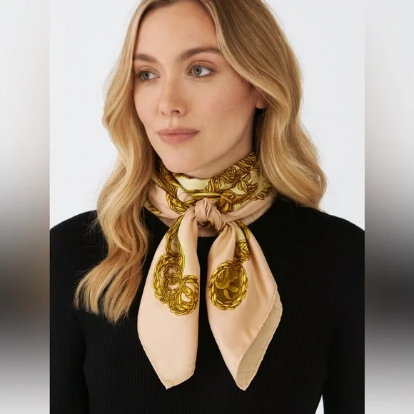 CHANEL CC Logo Pink 100% Silk Jewelry Print Scarf - Picture 3 of 12